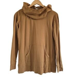Kate Quinn Organic Cotton Cowl Neck Top Camel Brown Size M Long Sleeves
